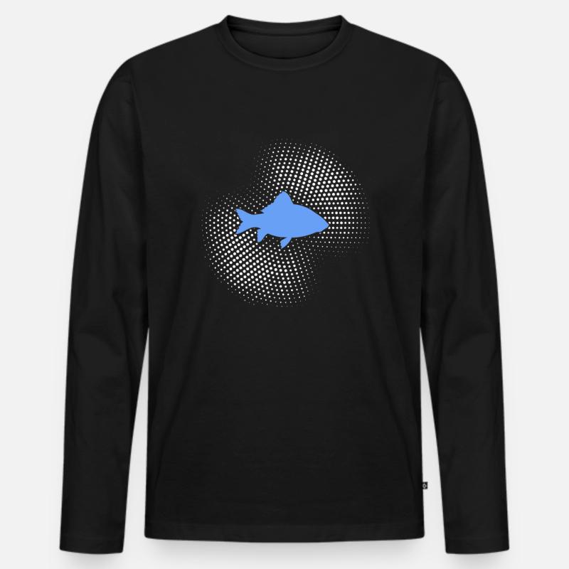 Fisch - Männer Premium Bio Langarmshirt - Schwarz