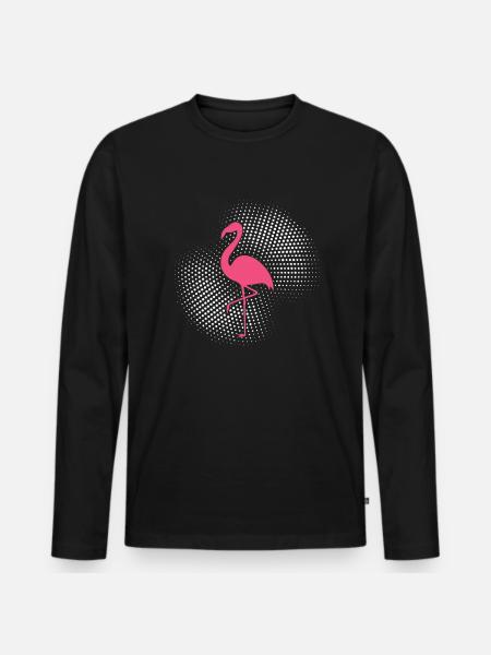 Flamingo - Männer Premium Bio Langarmshirt - Schwarz