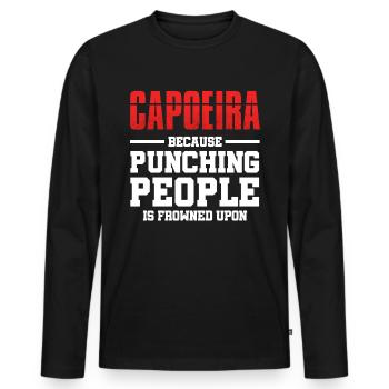 Funny Capoeira - Männer Premium Bio Langarmshirt - Schwarz - Vorne - Nico (187cm)
