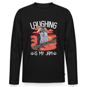 Laughing Is My Jam - Kookaburra - Men's Premium Organic Long Sleeve Shirt - black - Front - Nico (187cm)