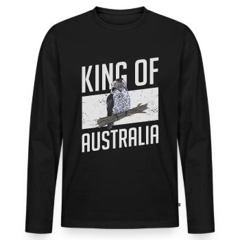 Roi d’Australie - Kookaburra - T-shirt manches longues Premium bio Homme - noir - Devant - Nico (187cm)