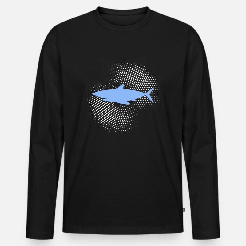 Hai - Männer Premium Bio Langarmshirt - Schwarz
