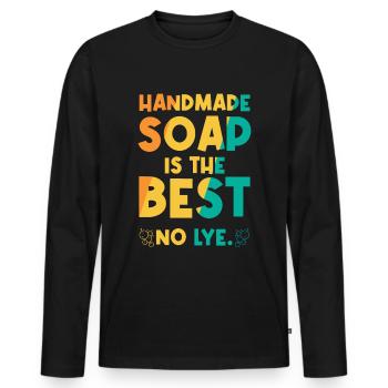Handmade Soap Is The Best - No Lye - Männer Premium Bio Langarmshirt - Schwarz - Vorne - Nico (187cm)