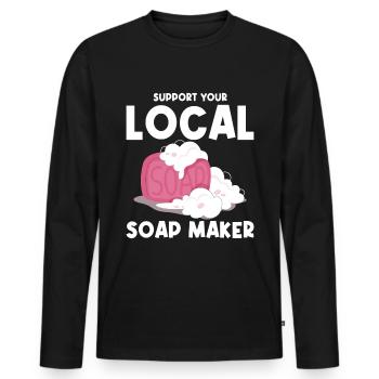 Support Your Local Soap Maker - Männer Premium Bio Langarmshirt - Schwarz - Vorne - Nico (187cm)