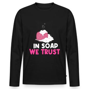 In Soap We Trust - Soap Maker - Men's Premium Organic Long Sleeve Shirt - black - Front - Nico (187cm)