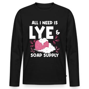 All I Need Is Lye & Soap Supply - Soap Maker - Männer Premium Bio Langarmshirt - Schwarz - Vorne - Nico (187cm)
