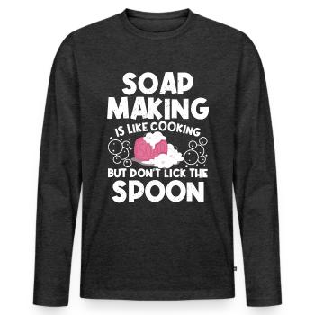 Funny Soap Making - Men's Premium Organic Long Sleeve Shirt - heather anthracite - Front - Nico (187cm)
