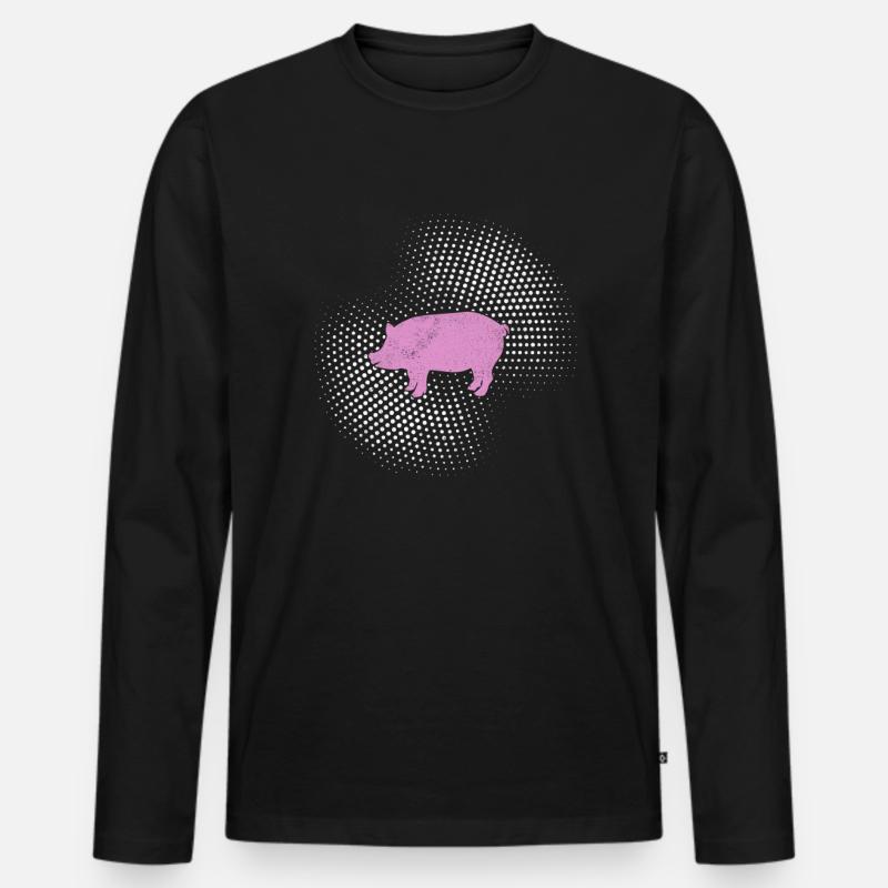 Schwein - Männer Premium Bio Langarmshirt - Schwarz