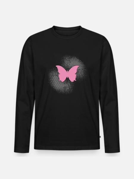 Schmetterling - Männer Premium Bio Langarmshirt - Schwarz
