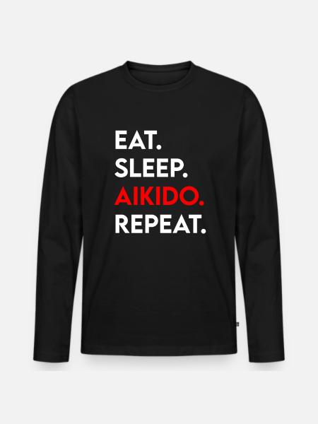 eat sleep aikido repeat - Men's Premium Organic Long Sleeve Shirt - black