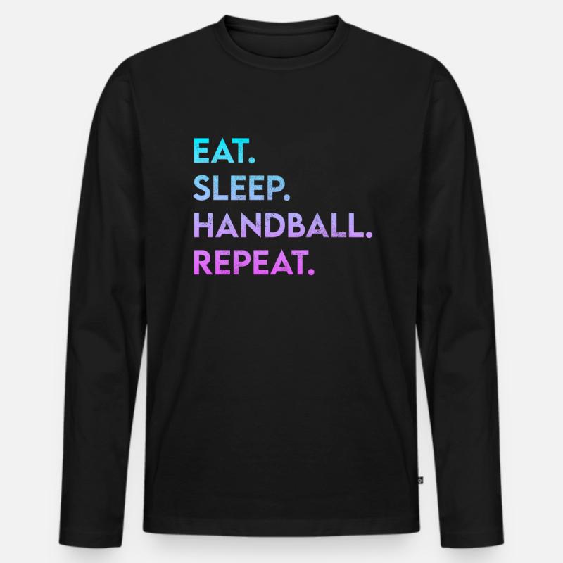 eat sleep handball repeat - Männer Premium Bio Langarmshirt - Schwarz