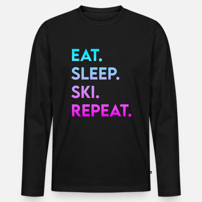 eat sleep ski repeat - Männer Premium Bio Langarmshirt - Schwarz