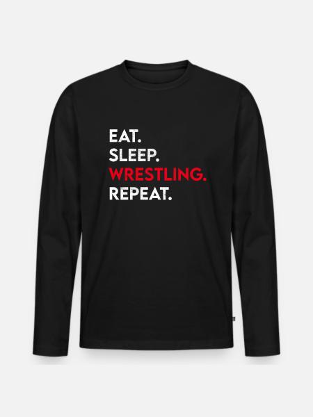 manger le sommeil lutte répéter - T-shirt manches longues Premium bio Homme - noir
