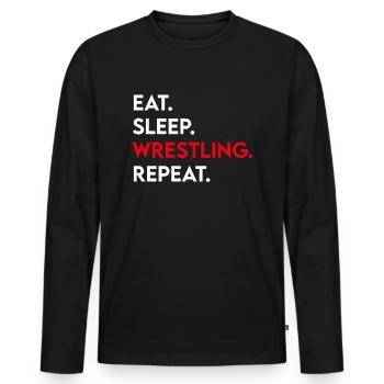 manger le sommeil lutte répéter - T-shirt manches longues Premium bio Homme - noir - Devant - Nico (187cm)