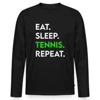 eat sleep tennis repeat - Men's Premium Organic Long Sleeve Shirt - black - Front - Nico (187cm)