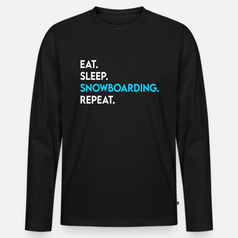 eat sleep snowboarding repeat - Männer Premium Bio Langarmshirt - Schwarz