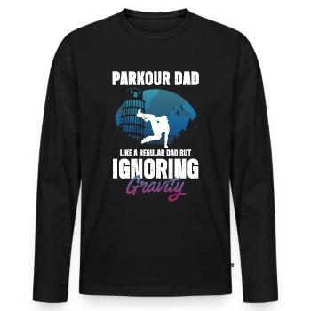 Parkour Design pour les papas Freerunner | Freerunning - T-shirt manches longues Premium bio Homme - noir - Devant - Nico (187cm)