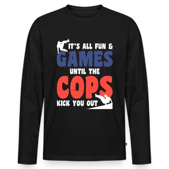 Parkour Design pour Freerunner | Freerunning - T-shirt manches longues Premium bio Homme - noir - Devant - Nico (187cm)