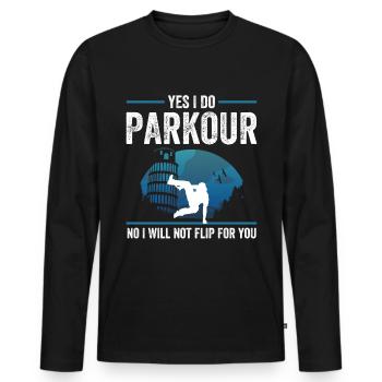 Parkour Design pour Freerunner | Freerunning - T-shirt manches longues Premium bio Homme - noir - Devant - Nico (187cm)