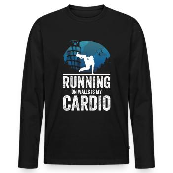 Parkour Design pour Freerunner | Freerunning - T-shirt manches longues Premium bio Homme - noir - Devant - Nico (187cm)