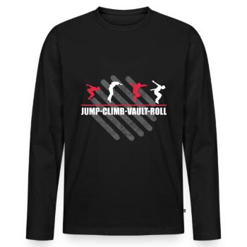 Parkour Design pour Freerunner | Freerunning - T-shirt manches longues Premium bio Homme - noir - Devant - Nico (187cm)