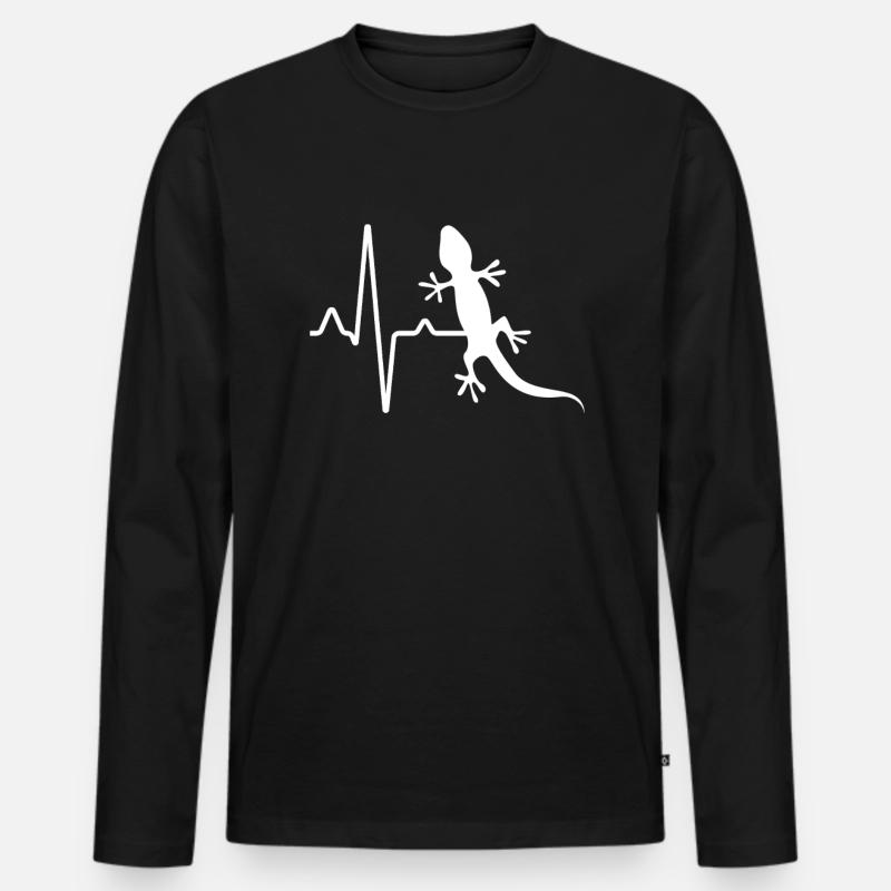 Eidechse Herzschlag - Männer Premium Bio Langarmshirt - Schwarz