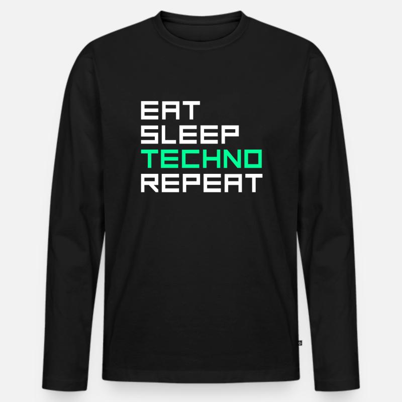 manger du sommeil techno répéter - T-shirt manches longues Premium bio Homme - noir