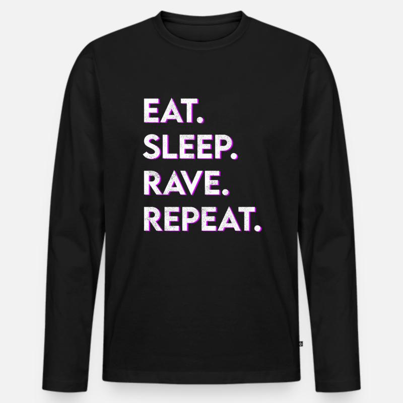 eat sleep rave repeat - Männer Premium Bio Langarmshirt - Schwarz