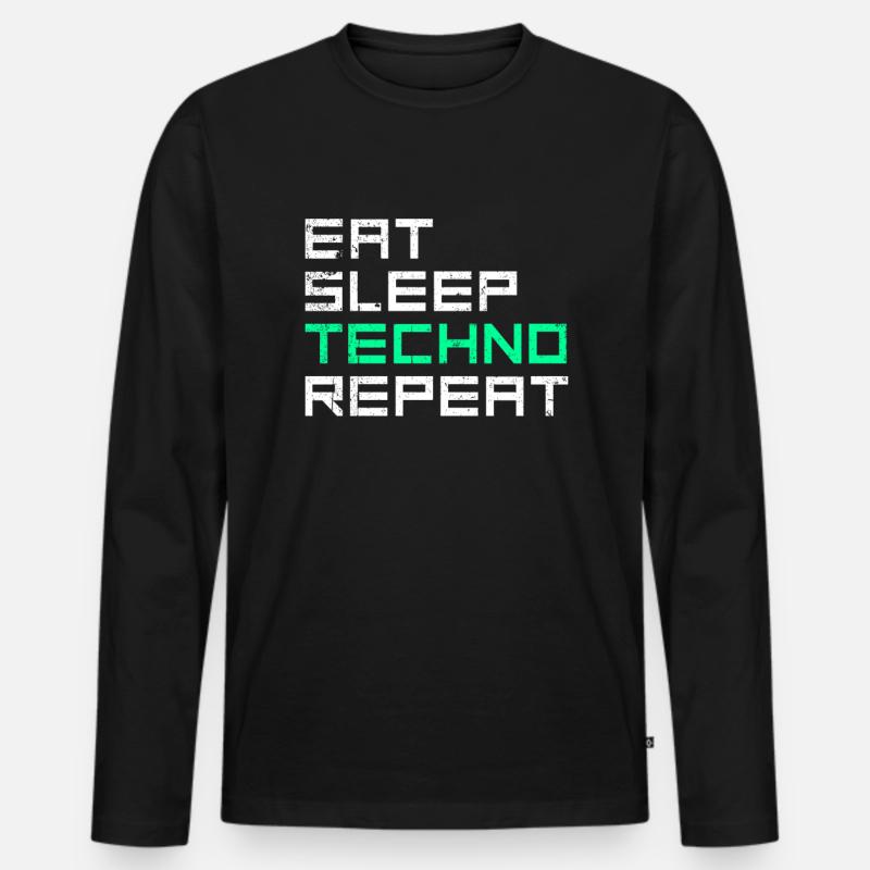 manger du sommeil techno répéter - T-shirt manches longues Premium bio Homme - noir
