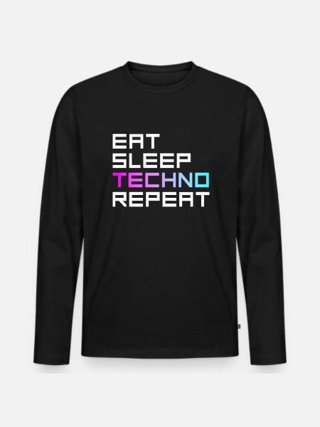 manger du sommeil techno répéter - T-shirt manches longues Premium bio Homme - noir