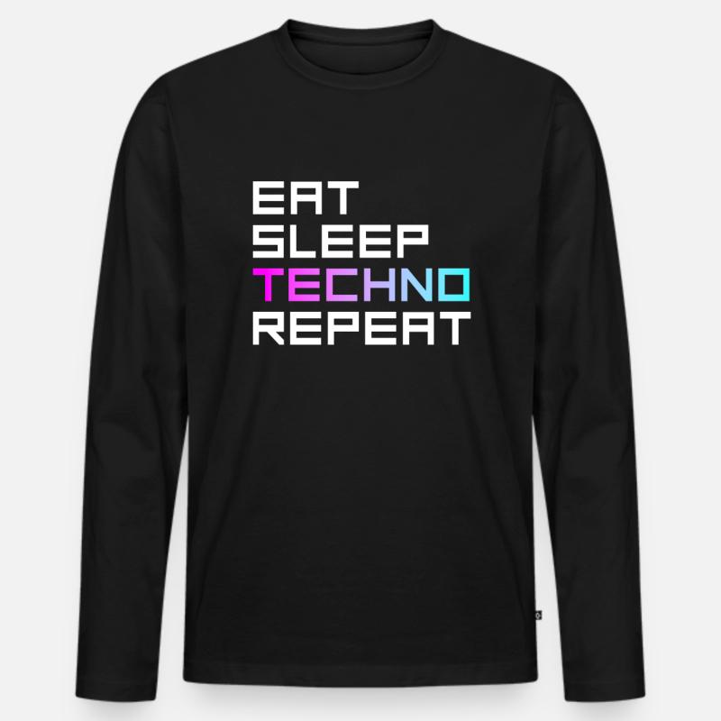 manger du sommeil techno répéter - T-shirt manches longues Premium bio Homme - noir