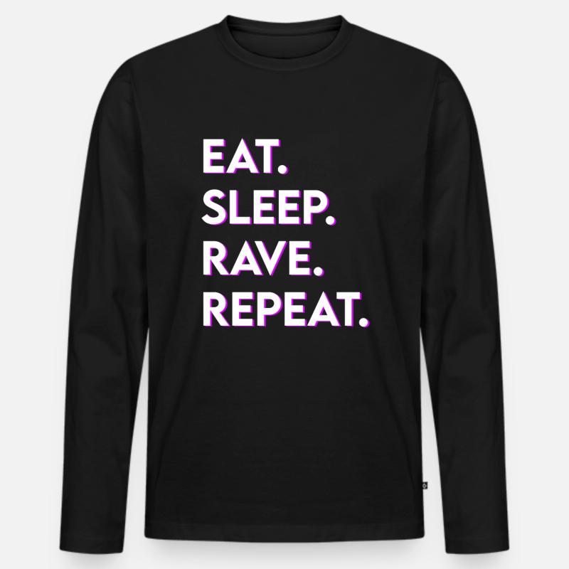eat sleep rave repeat - Männer Premium Bio Langarmshirt - Schwarz
