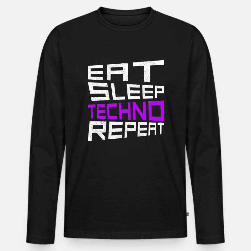 manger du sommeil techno répéter - T-shirt manches longues Premium bio Homme - noir