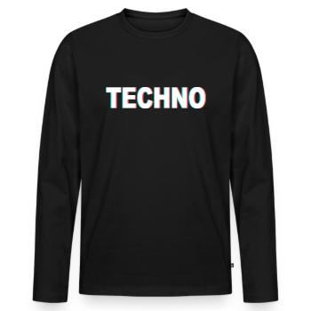 Techno - T-shirt manches longues Premium bio Homme - noir - Devant - Nico (187cm)