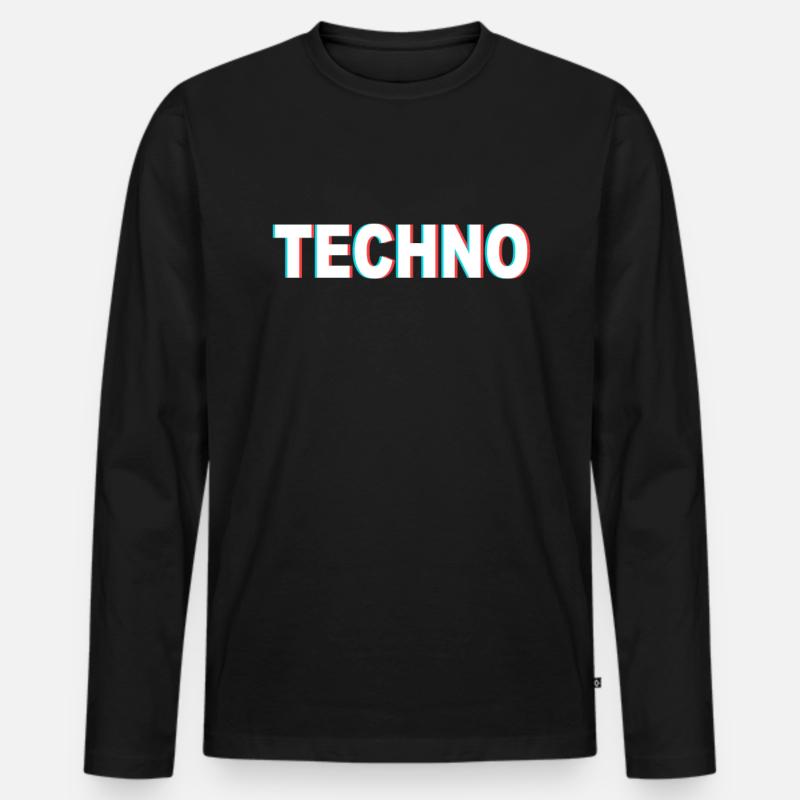 Techno - Männer Premium Bio Langarmshirt - Schwarz
