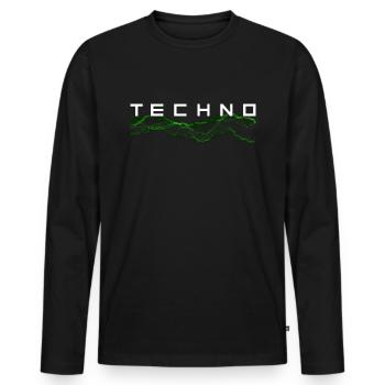 Techno - T-shirt manches longues Premium bio Homme - noir - Devant - Nico (187cm)