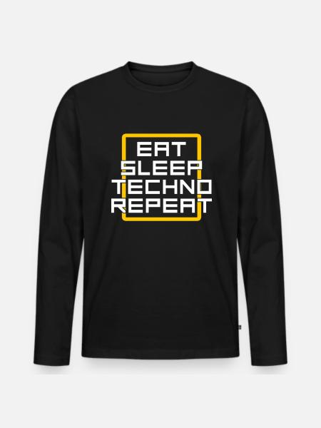 manger du sommeil techno répéter - T-shirt manches longues Premium bio Homme - noir