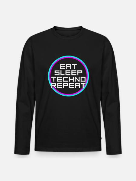 eat sleep techno repeat - Männer Premium Bio Langarmshirt - Schwarz