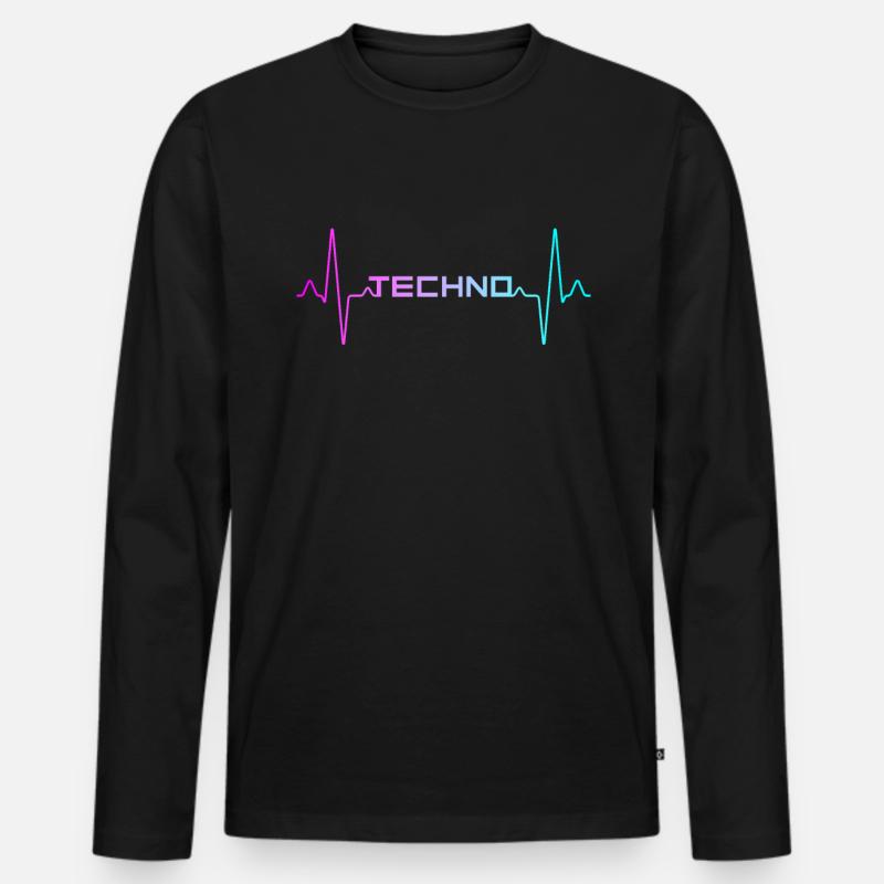 Techno Herzschlag - Männer Premium Bio Langarmshirt - Schwarz