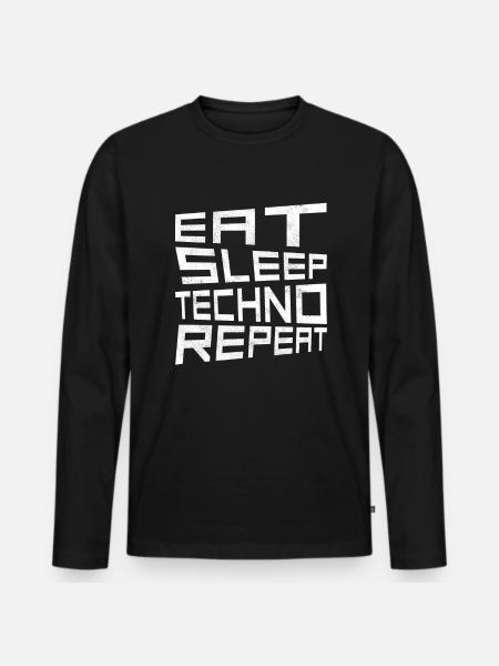 eat sleep techno repeat - Men's Premium Organic Long Sleeve Shirt - black