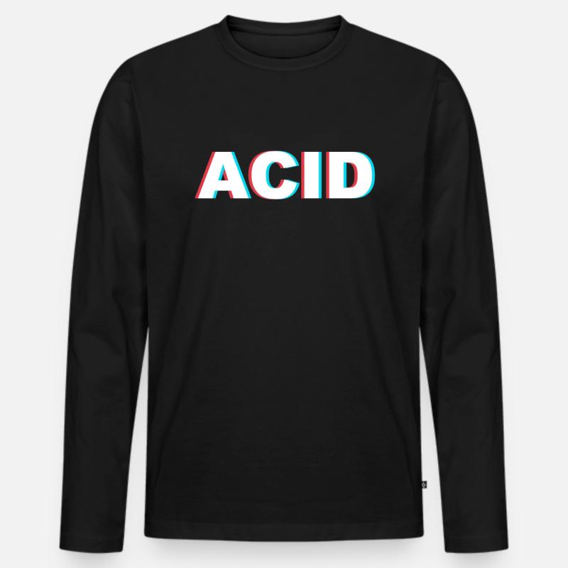 Techno Acid - Männer Premium Bio Langarmshirt - Schwarz