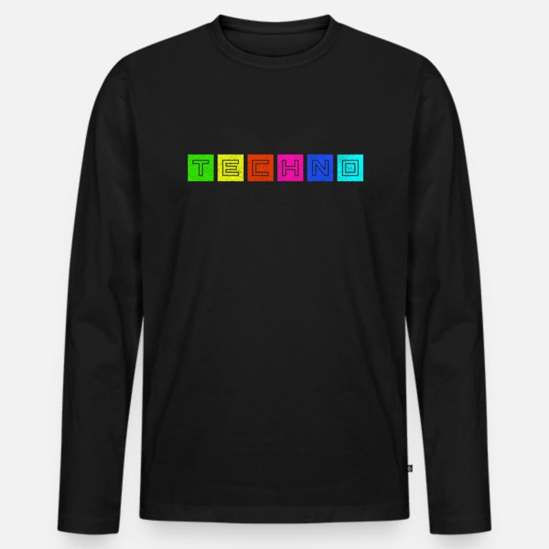 Techno - Männer Premium Bio Langarmshirt - Schwarz