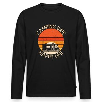 Camping Camping Camping Camping Caravane Camping Vacances - T-shirt manches longues Premium bio Homme - noir - Devant - Nico (187cm)
