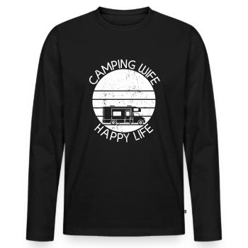 Camping Camping Camping Camping Caravane Camping Vacances - T-shirt manches longues Premium bio Homme - noir - Devant - Nico (187cm)