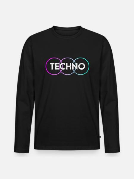 Techno - T-shirt manches longues Premium bio Homme - noir