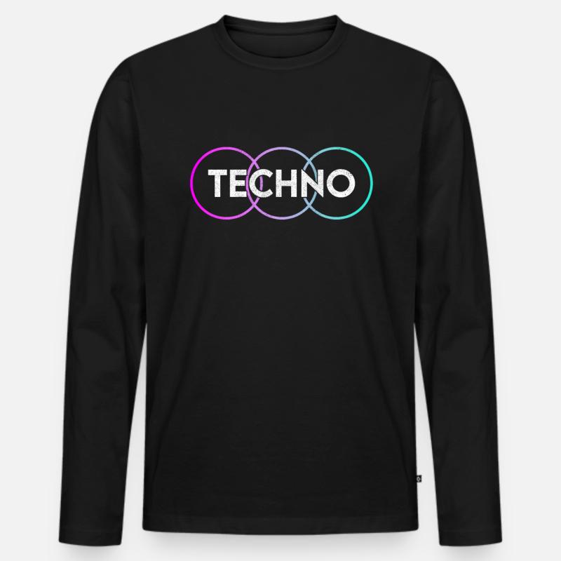 Techno - Männer Premium Bio Langarmshirt - Schwarz