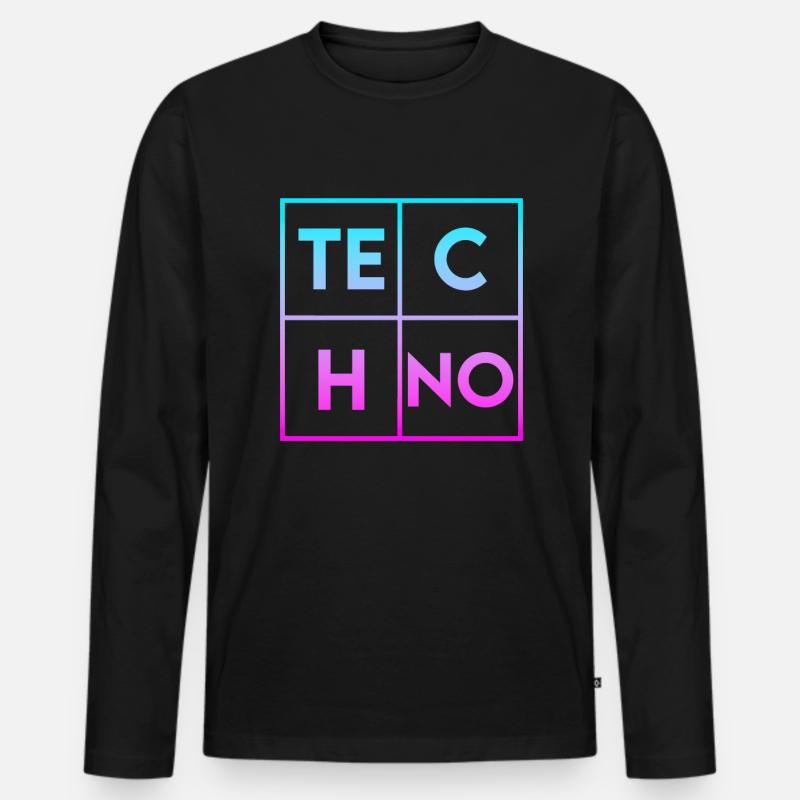 Techno - Männer Premium Bio Langarmshirt - Schwarz