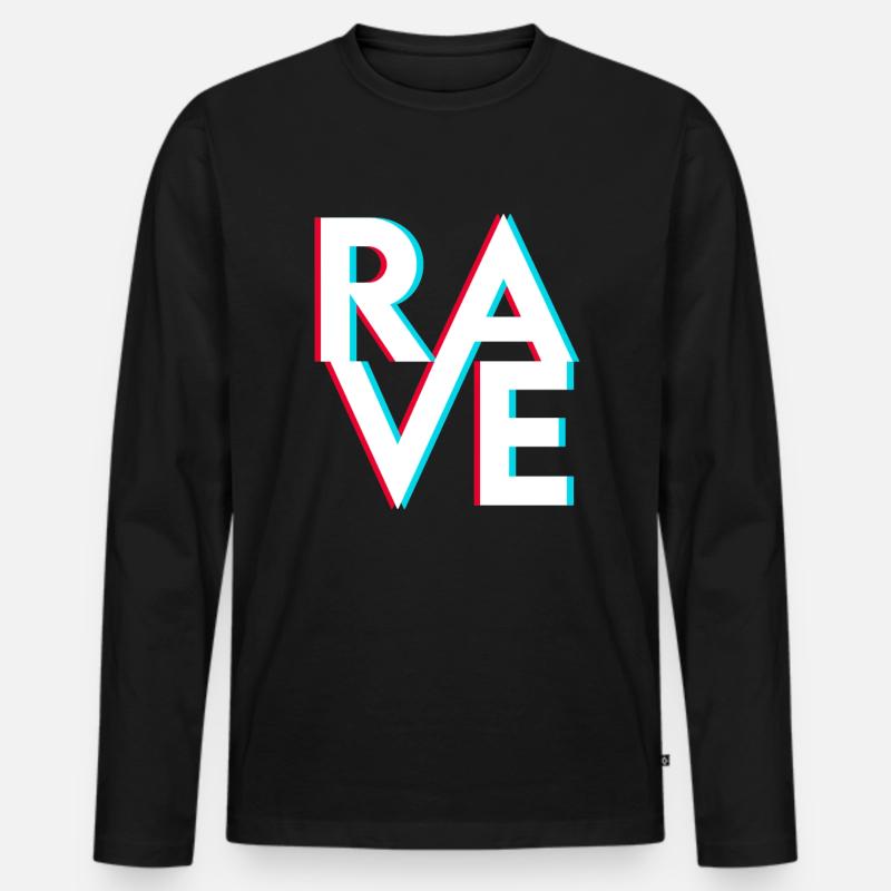 Rave Raver - Männer Premium Bio Langarmshirt - Schwarz