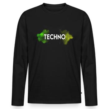 Techno - T-shirt manches longues Premium bio Homme - noir - Devant - Nico (187cm)