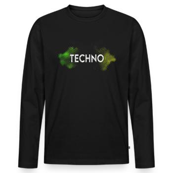 Techno - T-shirt manches longues Premium bio Homme - noir - Devant - Nico (187cm)